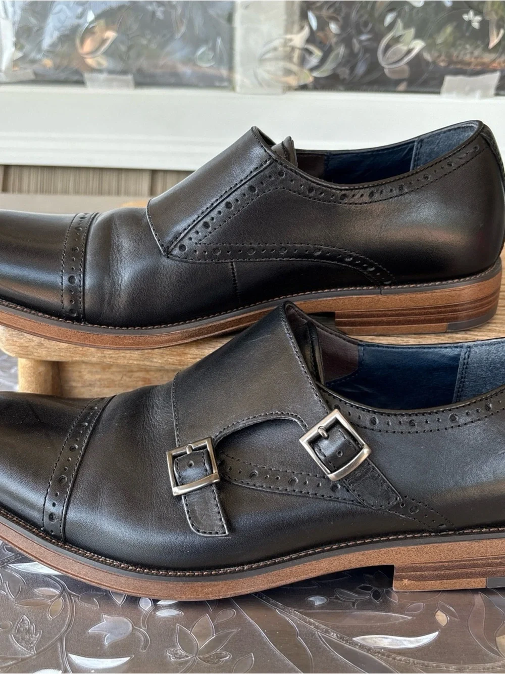 Dockers Men's Black Double Monk Strap Leather Oxfords 10.5 M